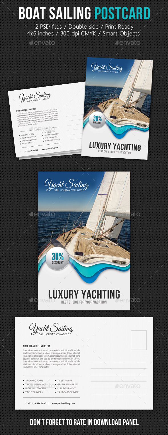 Boat Sailing Postcard Template V07 Boat Sailing Postcard Template V07