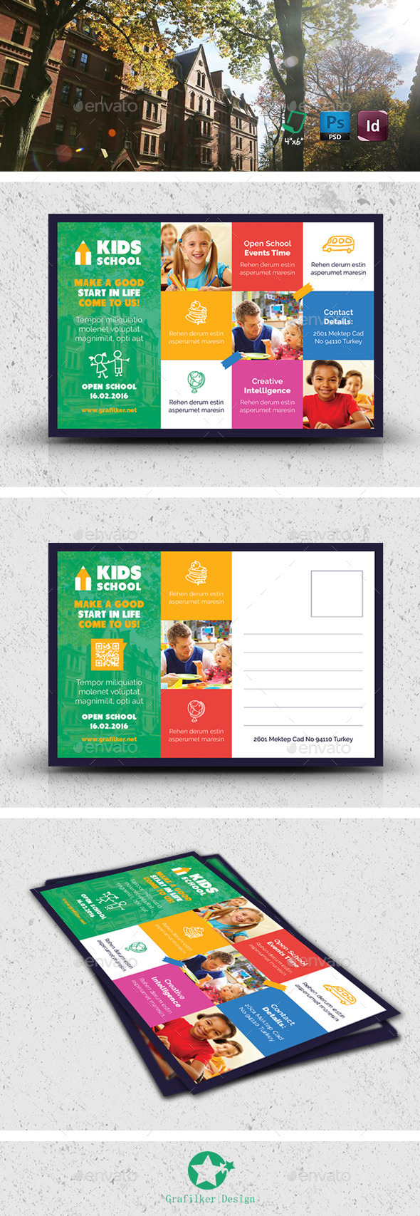 Kids School Postcard Templates Kids School Postcard Templates