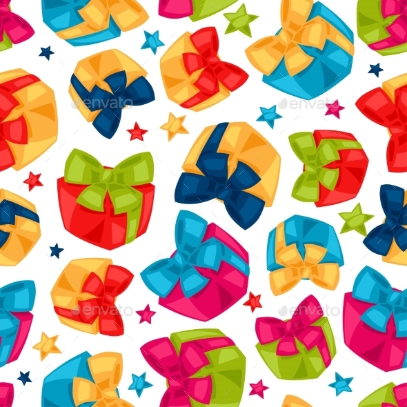 Celebration Festive Seamless Pattern With Gift - Seasons/Holidays Conceptual