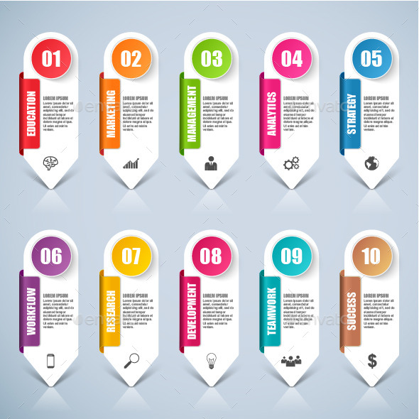 Abstract 3D Business Number Options Infographic - Infographics