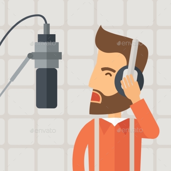 DJ Working In a Radio Station - People Characters