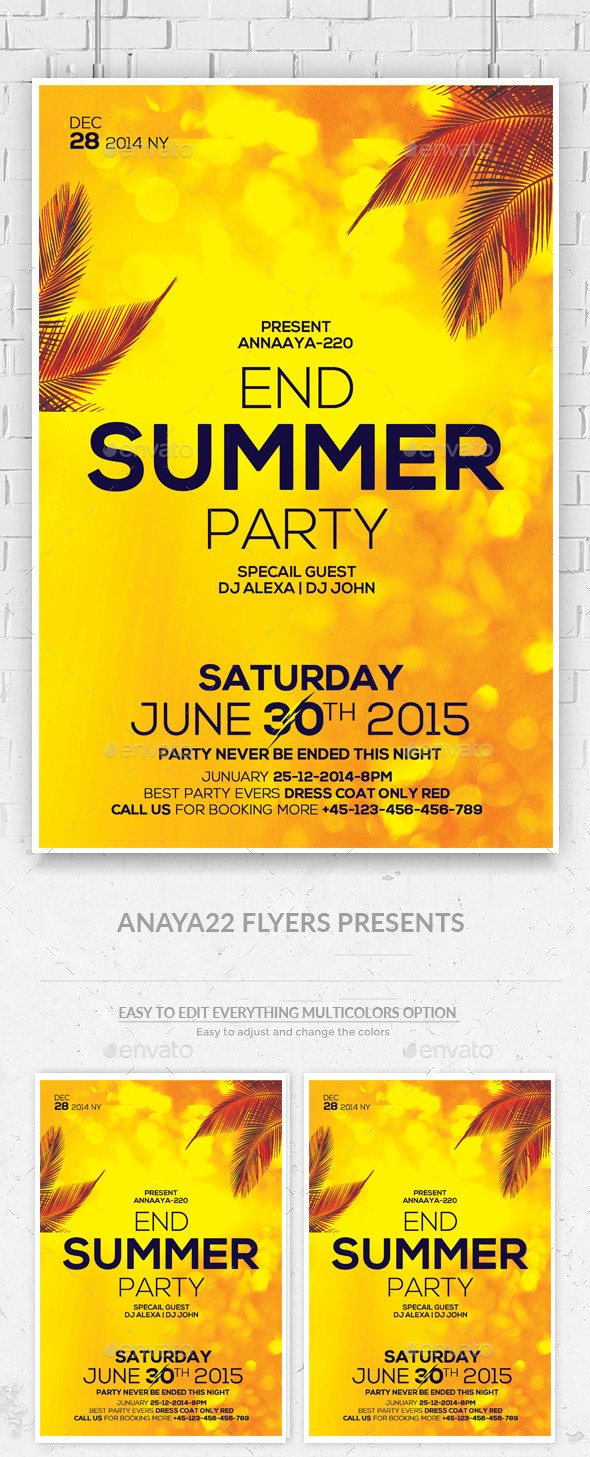 Summer End Party Flyer Psd Template - Clubs & Parties Events