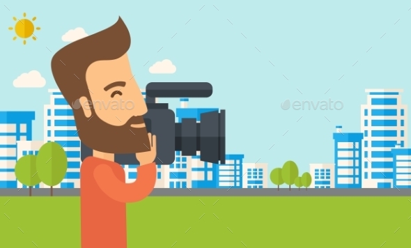 Cameraman With Video Camera - People Characters