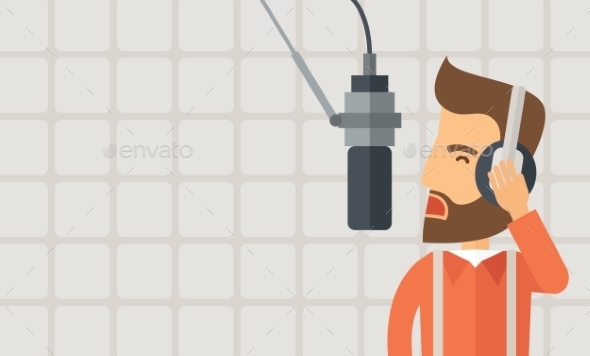 DJ Working In a Radio Station - People Characters