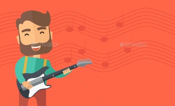 Musician Is Playing Electrical Guitar Musician Is Playing Electrical Guitar