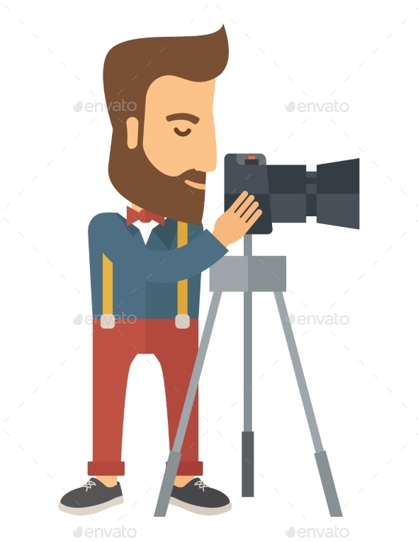 Photographer Standing Preparing His Camera Photographer Standing Preparing His Camera