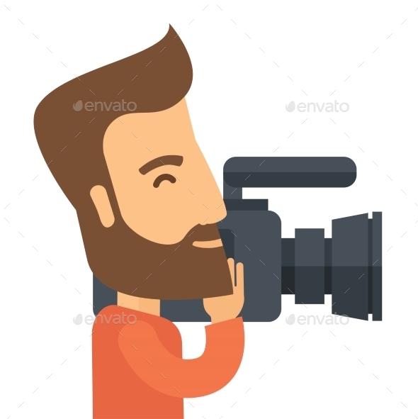 Videographer With His Video Camcorder Videographer With His Video Camcorder