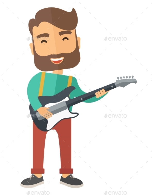 Musician Is Playing Electrical Guitar - People Characters