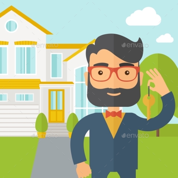 Real Estate Agent Holding a Key Real Estate Agent Holding a Key