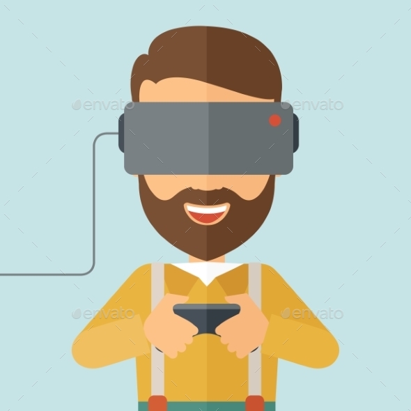 Man With Virtual Reality Headset - Computers Technology