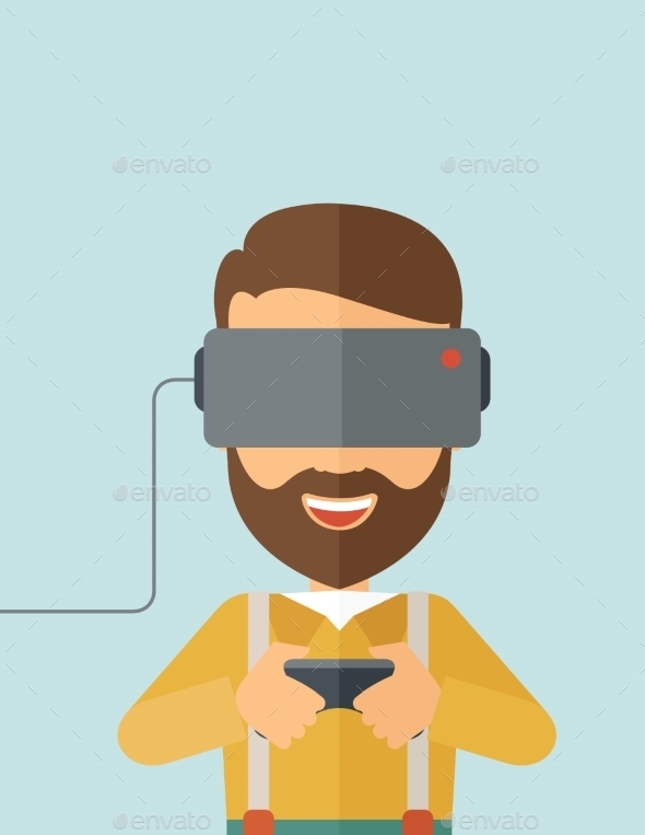 Man With Virtual Reality Headset - Computers Technology
