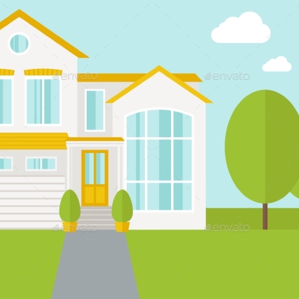 Big House With Trees - Backgrounds Decorative