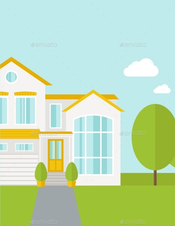 Big House With Trees - Backgrounds Decorative