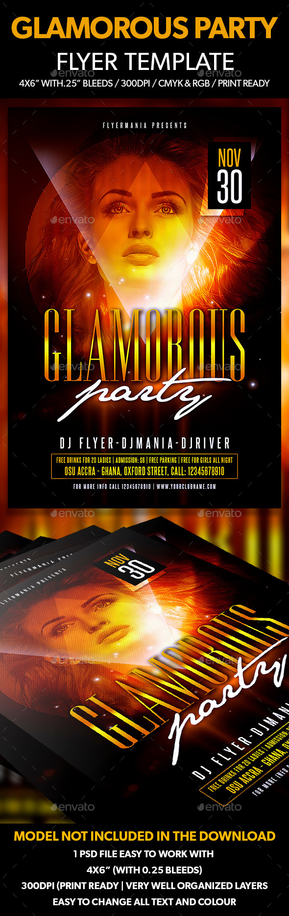 Glamorous Party Flyer Template - Flyers Print Templates