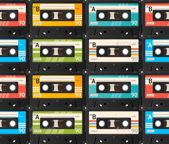 Cassette Tape Background. Vector - Backgrounds Decorative