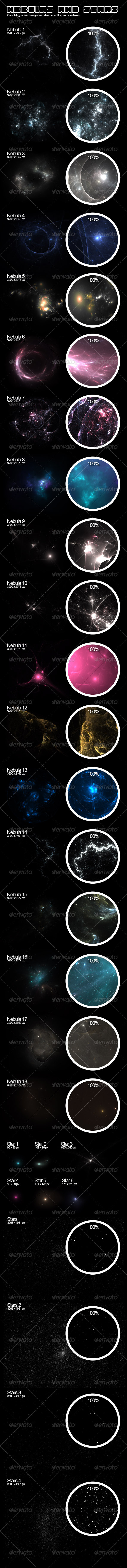 Isolated Nebulas and Stars - Nature Backgrounds