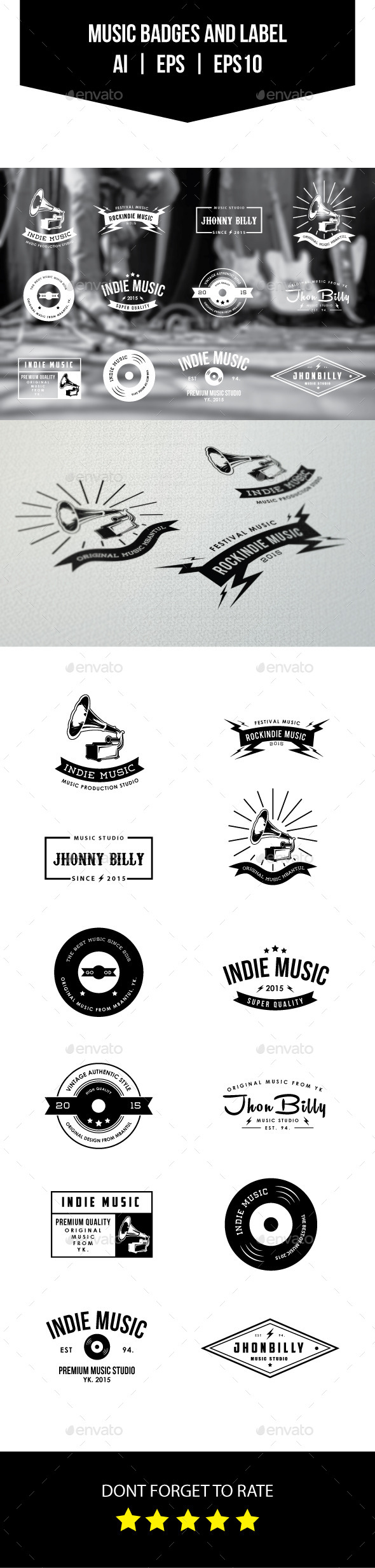 Music Badges dan Label / Logos - Badges & Stickers Web Elements