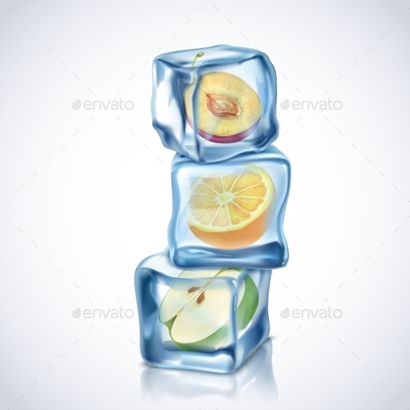 Ice Cubes With Fruits