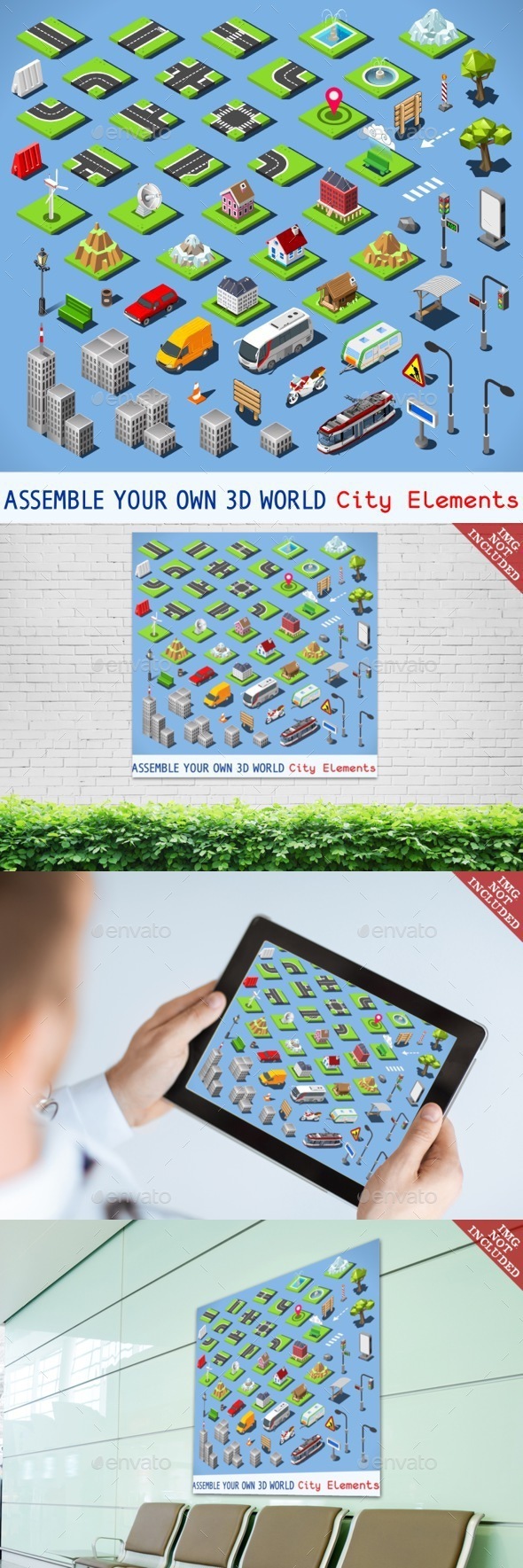 City 01 Complete Set Isometric - Buildings Objects