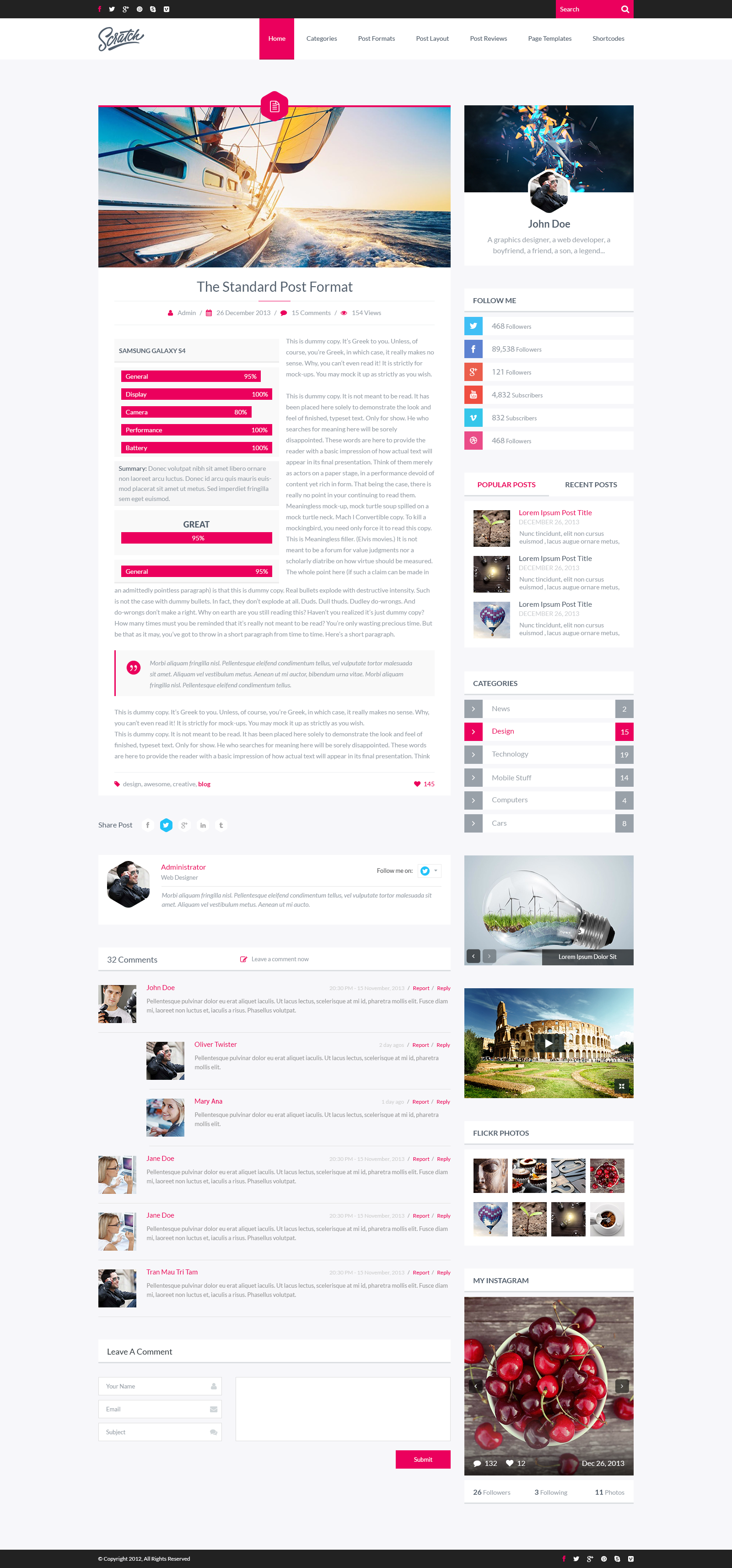themes column with sidebar tumblr single by Blog Premium  Wordpress BigBangThemes Theme Scratch