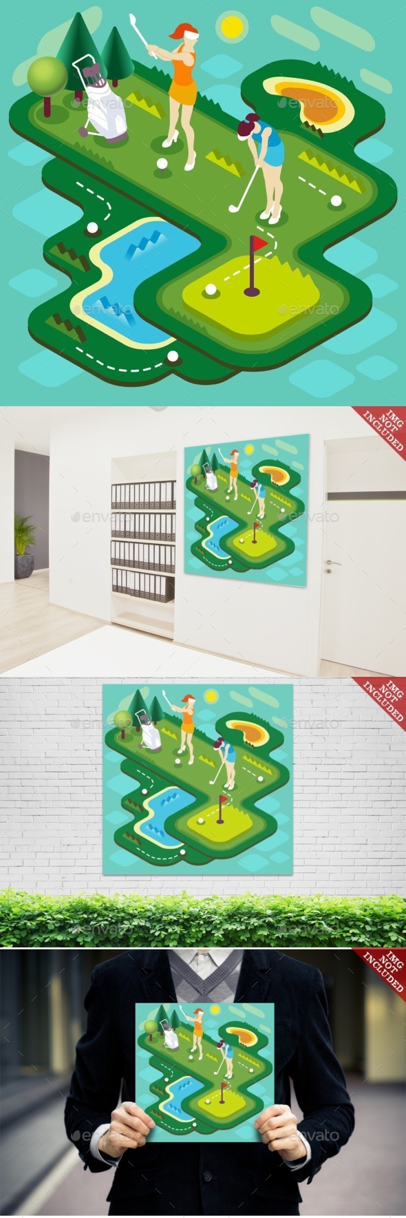 Golf Match People Isometric - Sports/Activity Conceptual