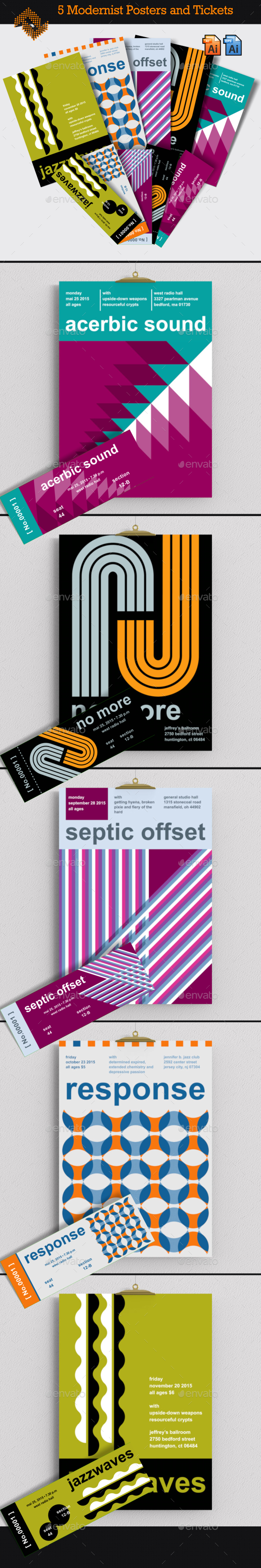 5 Modernist Concert Posters & Tickets - Concerts Events