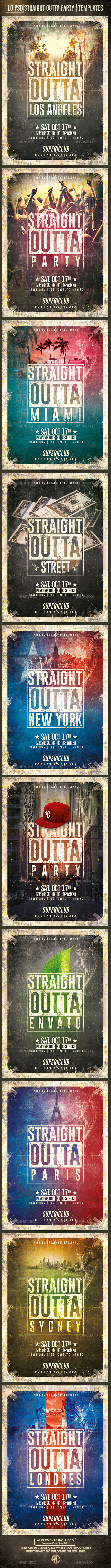 10 Flyers Straight Outta Party | Psd Templates - Events Flyers