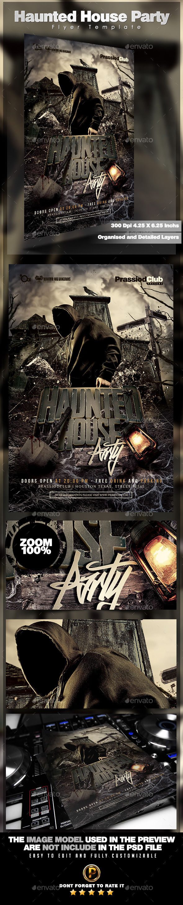Haunted House Party Flyer Template - Holidays Events