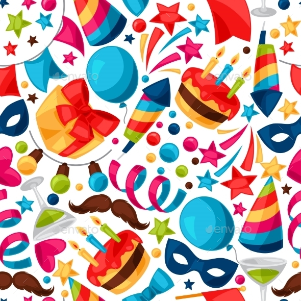 Carnival Show and Party Seamless Pattern - Patterns Decorative