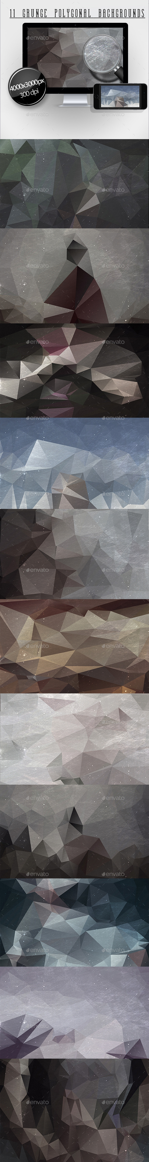 11 Grunge Polygonal Backgrounds 11 Grunge Polygonal Backgrounds