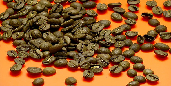Coffee Beans on Orange Background