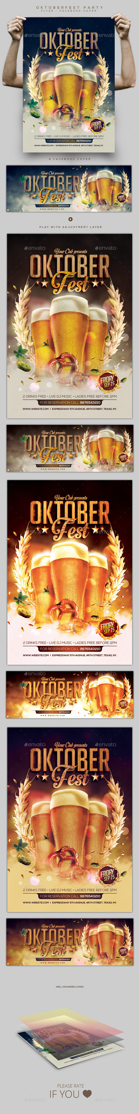 Oktoberfest Party Flyer and Facebook Cover - Clubs & Parties Events