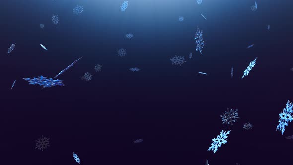 Animation of a beautiful Christmas snow with large snowflakes on a blue background.
