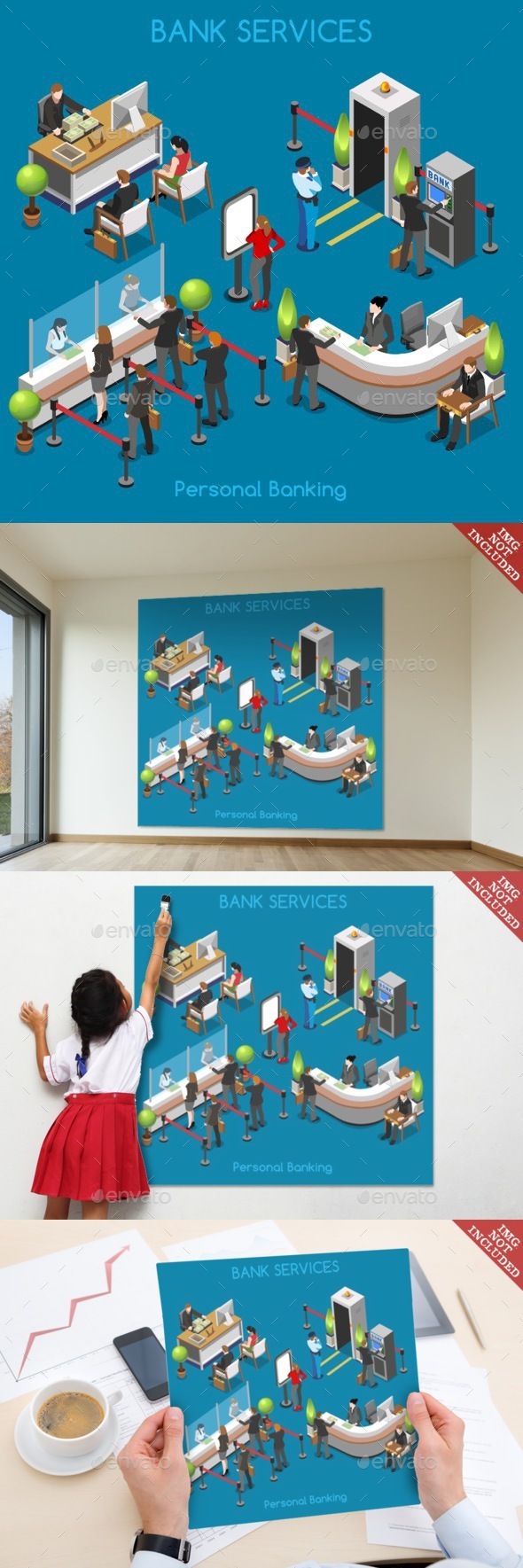 Bank Office 02 People Isometric Bank Office 02 People Isometric