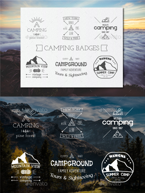Outdoor Camping Badges and Logos - Badges & Stickers Web Elements