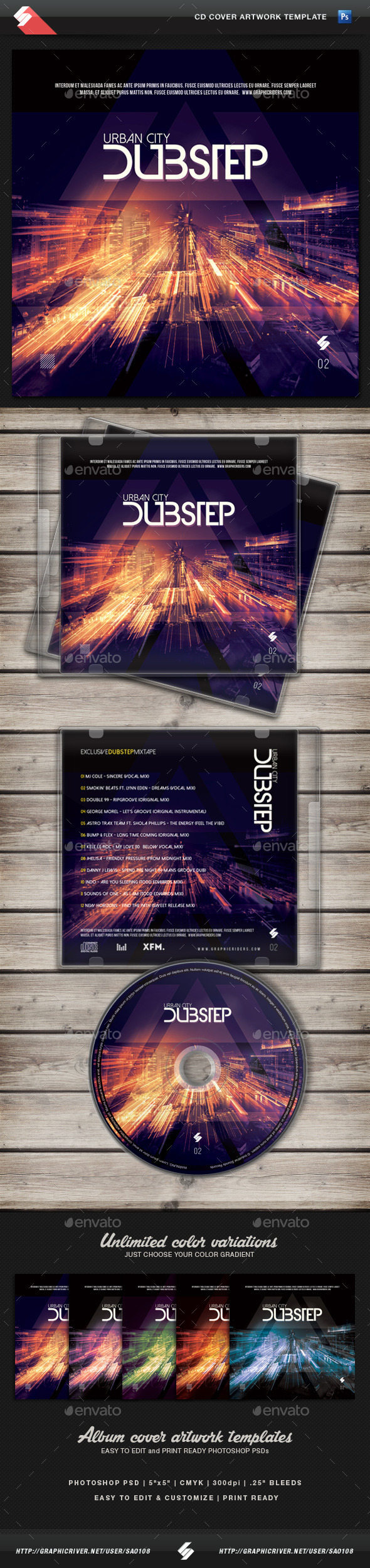 Urban City Dubstep vol.2 CD Cover Template Urban City Dubstep vol.2 CD Cover Template