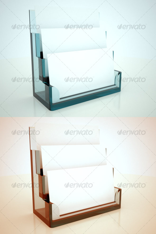 Glass Tri-Card Holder - Objects 3D Renders