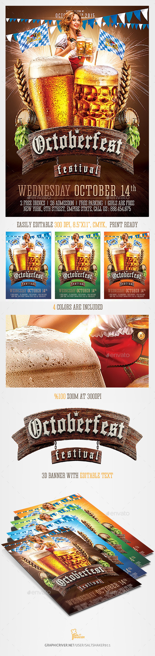 Oktoberfest Beer Festival Flyer Template - Clubs & Parties Events