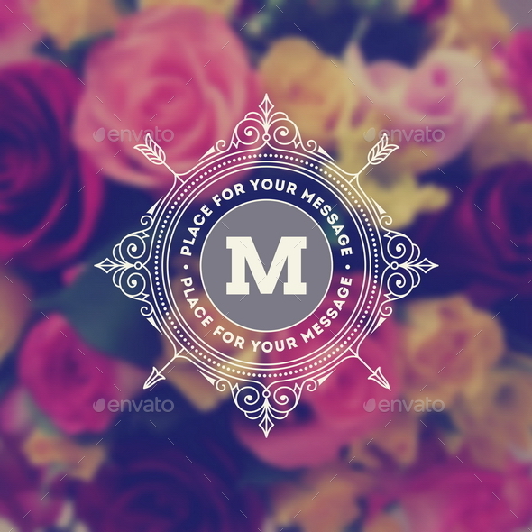 Monogram Logo on Flowers Background - Decorative Vectors