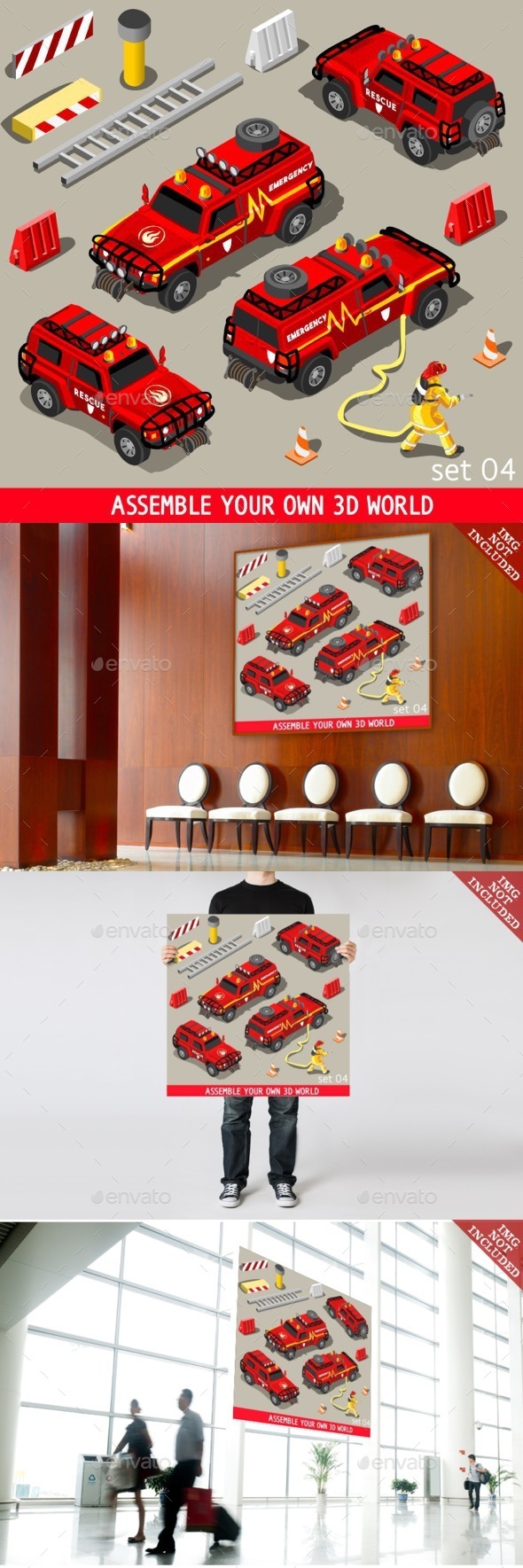 First Aid Vehicle Isometric - Industries Business