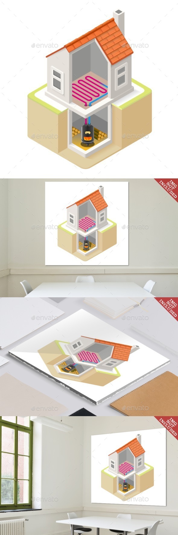 Isometric Energy Chain Building - Buildings Objects