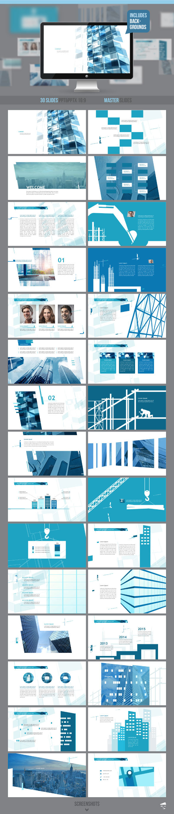 Construction professional presentation - Business PowerPoint Templates