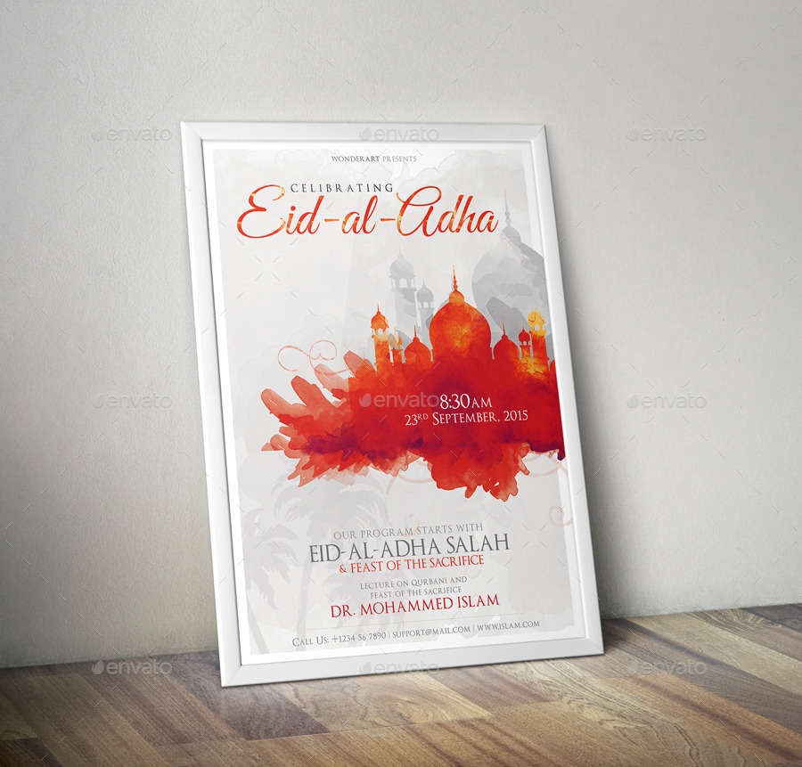 Eid-al-Adha Islamic Celebration Poster/Flyer by WonderArt 