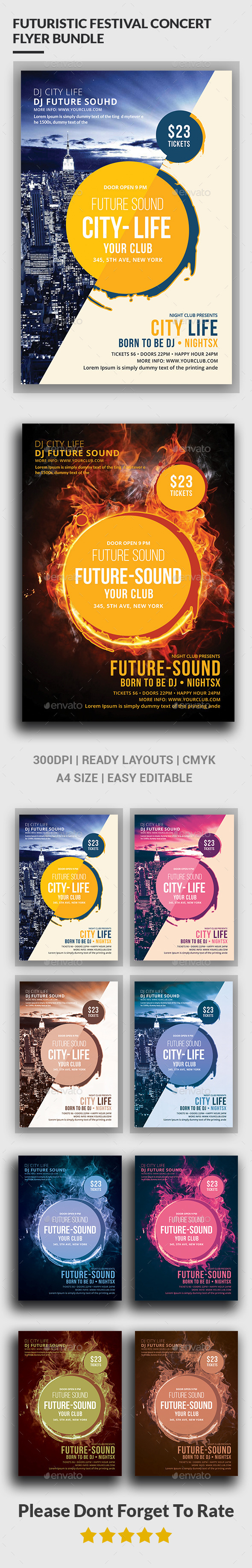 Futuristic Flyer Bundle - Clubs & Parties Events