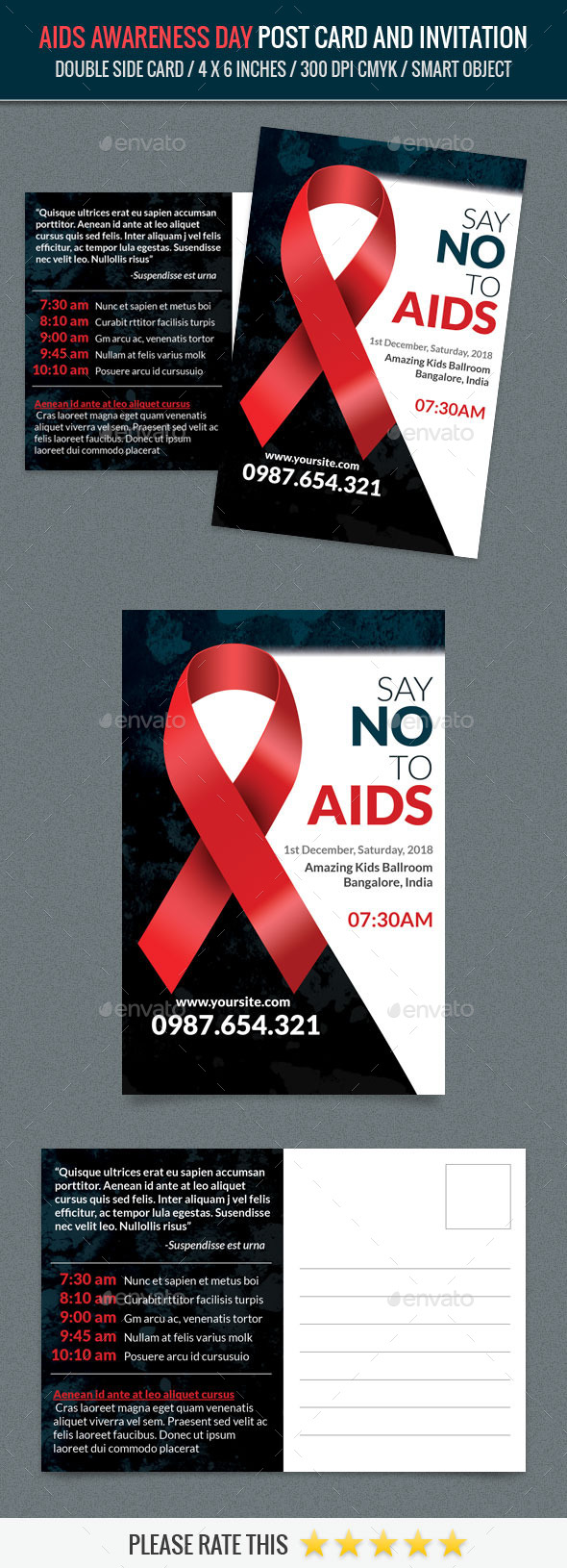 Aids Awareness Day Post Card Template Aids Awareness Day Post Card Template