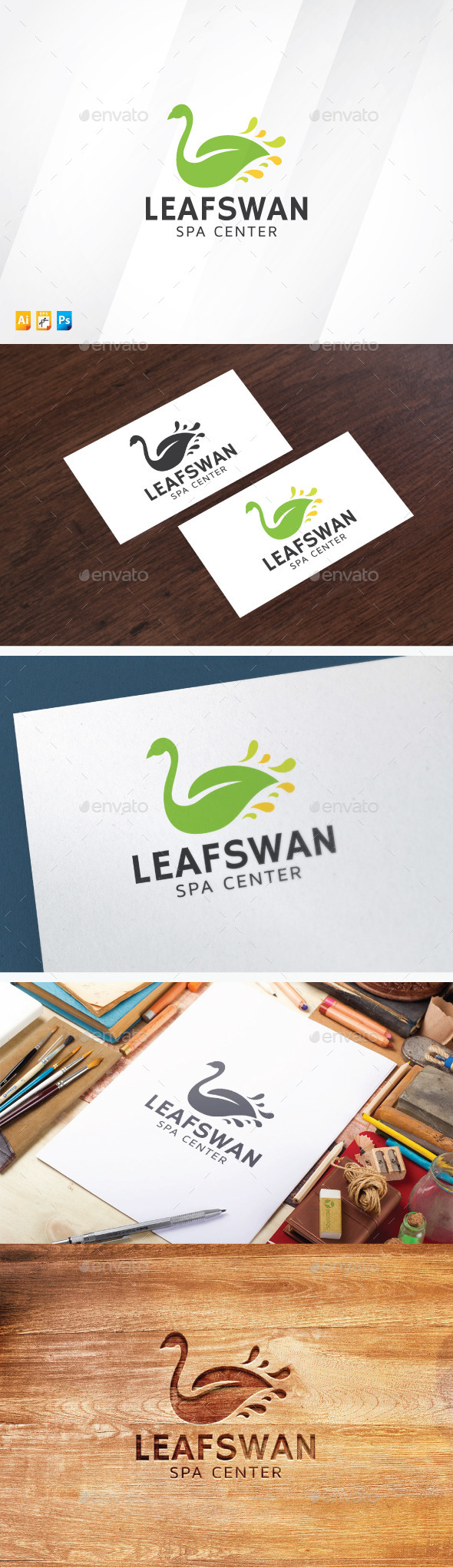 Leaf Swan Logo - Vector Abstract