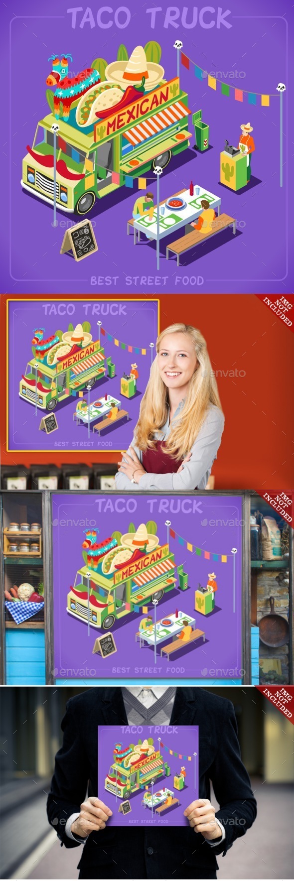 Food Truck 07 Vehicle Isometric - Food Objects