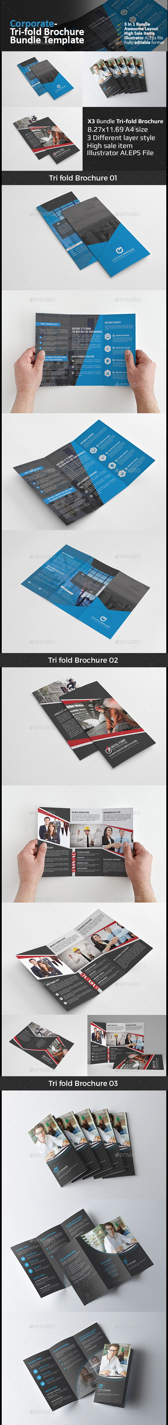Tri Fold Brochure Bundle 3 in 1 - Corporate Brochures