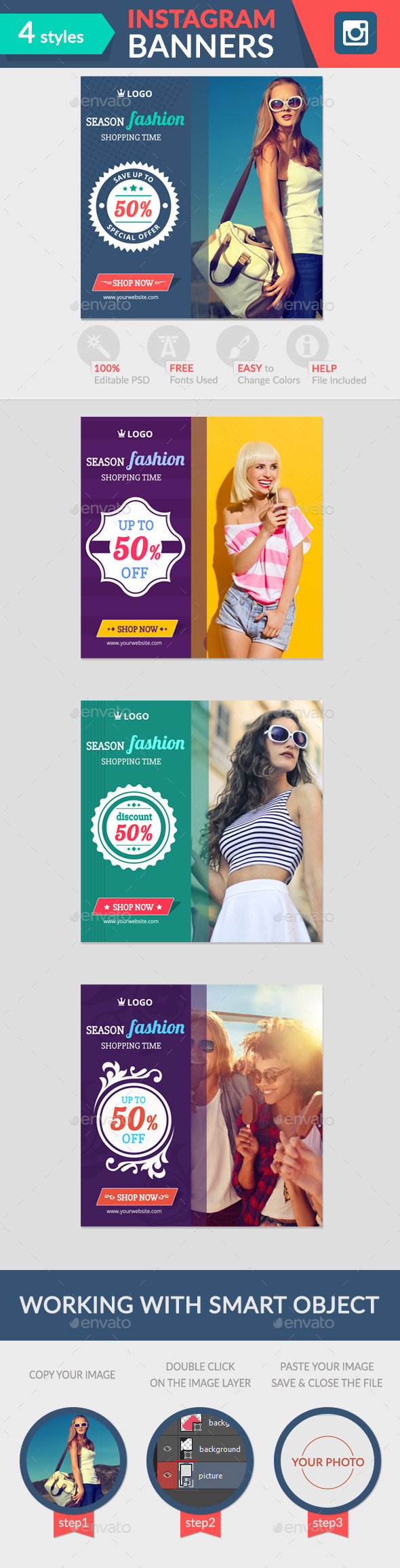 Instagram Banners - Banners & Ads Web Elements