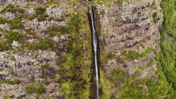Aerial Close Up View Of Waterfall